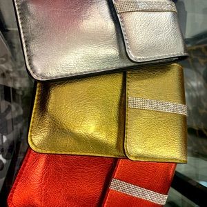 Ladies small metallic crossbody clear view bags